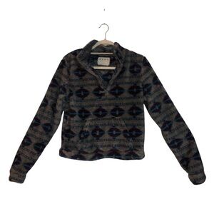 Aero women’s cropped geometric pattern teddy 3/4 zip